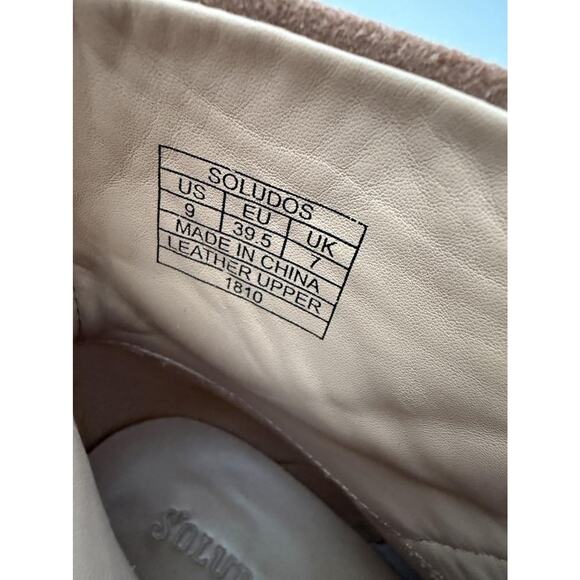 Soludos Boots Womens Size 9 Tan Suede Ankle Booties Side Zip Stacked Block Heel - Picture 7 of 9